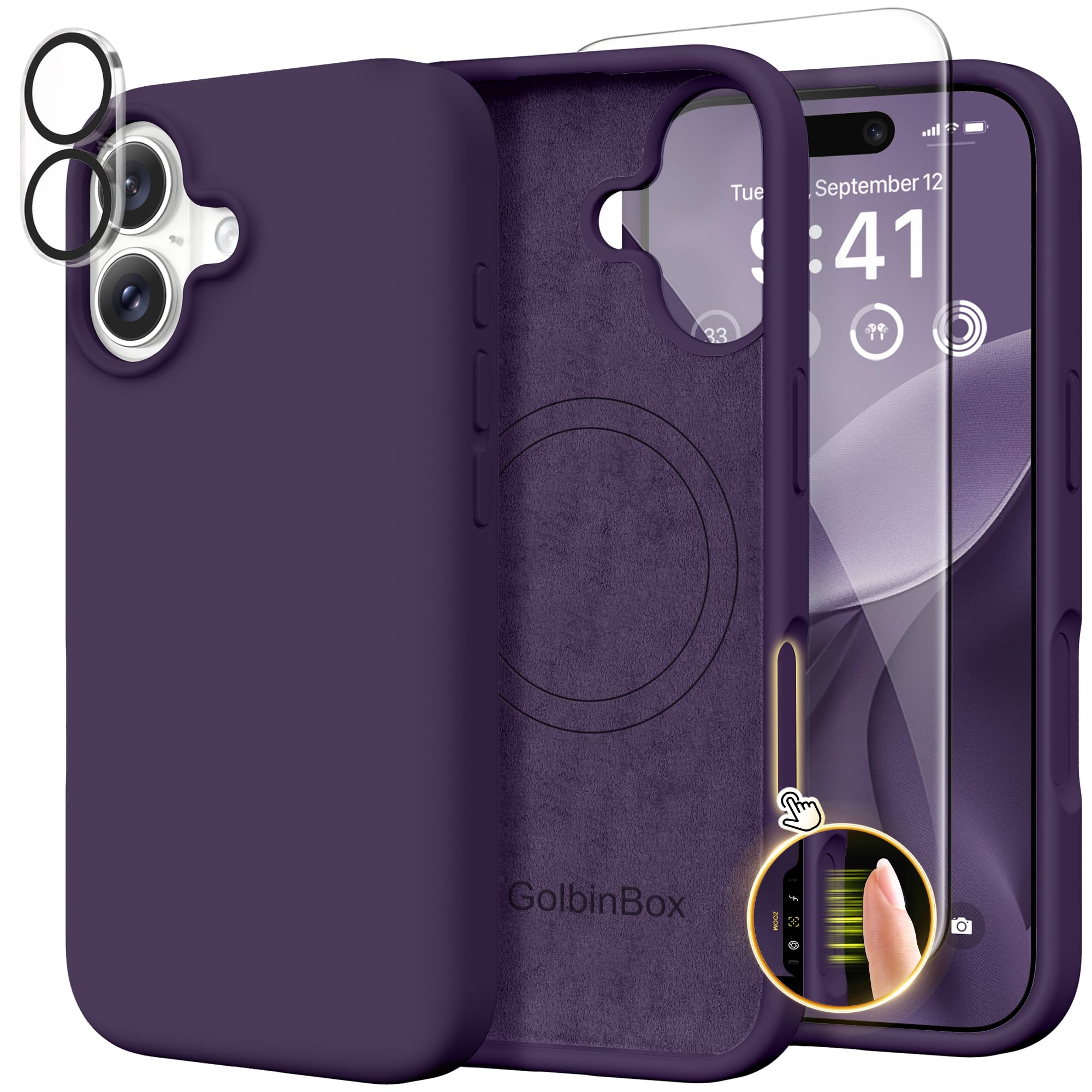 GolbinBox Magnetic for iPhone 17 Case, Silicone Cover, Deep Purple