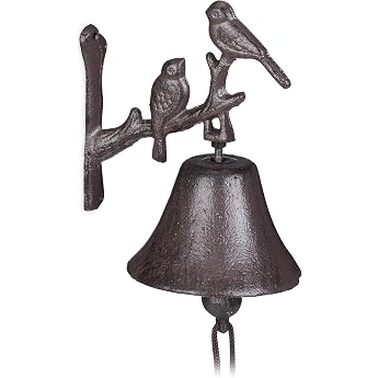 Relaxdays Cast Iron Bird Door Bell Antique Country House Style Loud Sound