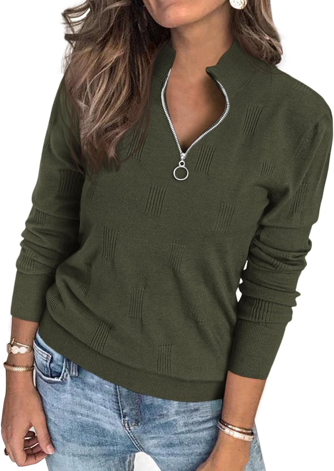 PRETTYGARDEN Womens Sweaters Quarter Zip Knit Long Sleeve Business Casual Pullover Tops 2026 Fall Fashion Work Outfits