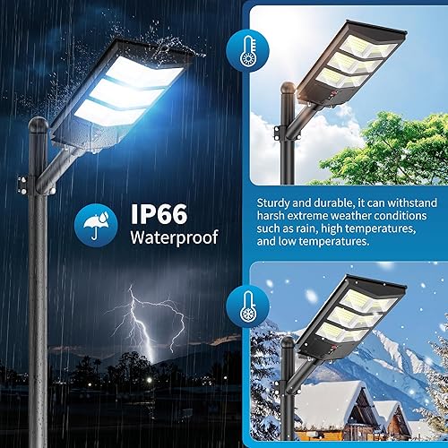 Miniatura 6 de Luces solares para exteriores - Gran angular 6500K luces solares de calle con sensor de movimiento para exteriores, luz de calle IP66 impermeable,