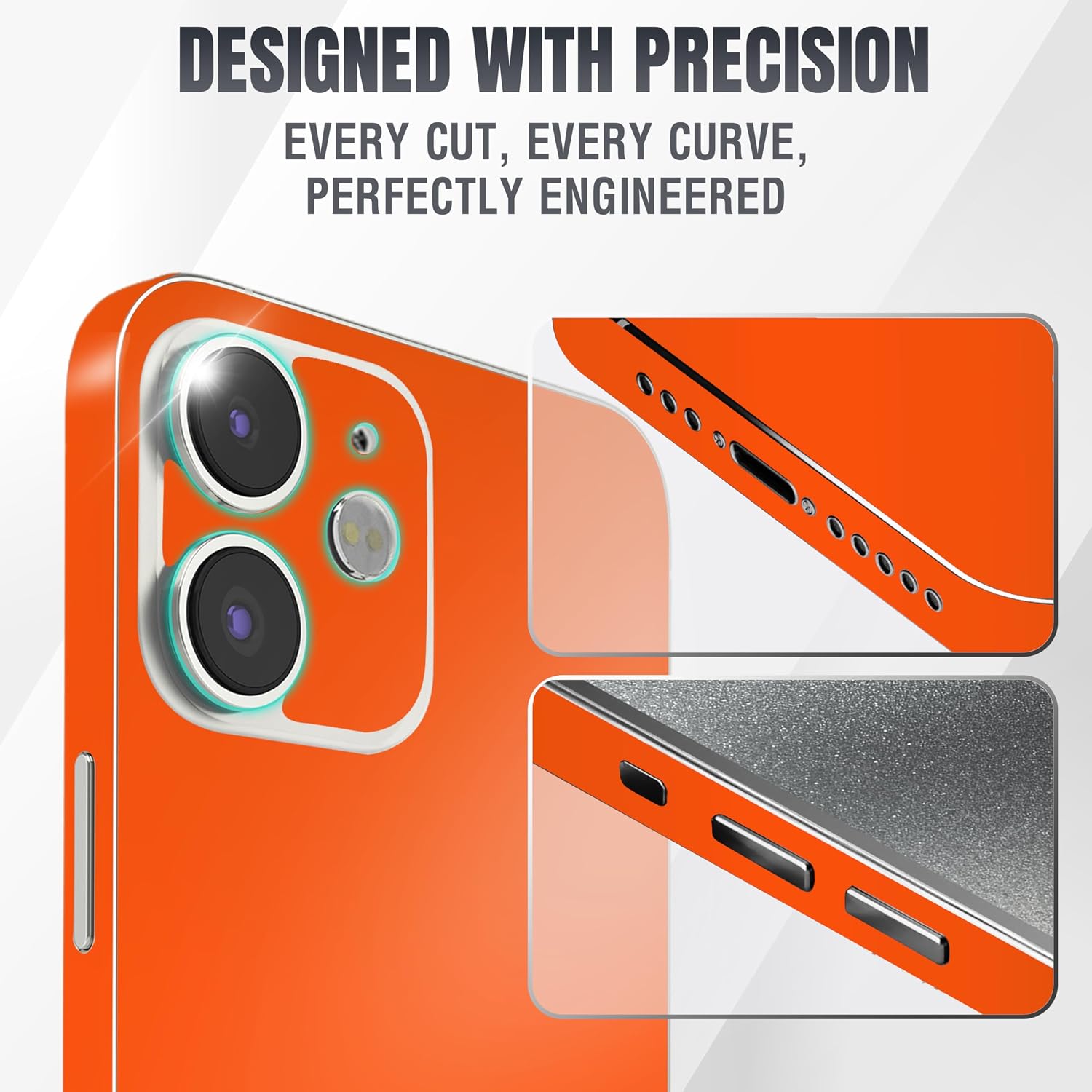 2Pcs Skin Wrap Compatible for iPhone 12 – Slim Decal Vinyl Protective Film for Sides & Back – Sleek Fit, Premium Look – Compatible with All iPhone 12 Cases - Orange image 3