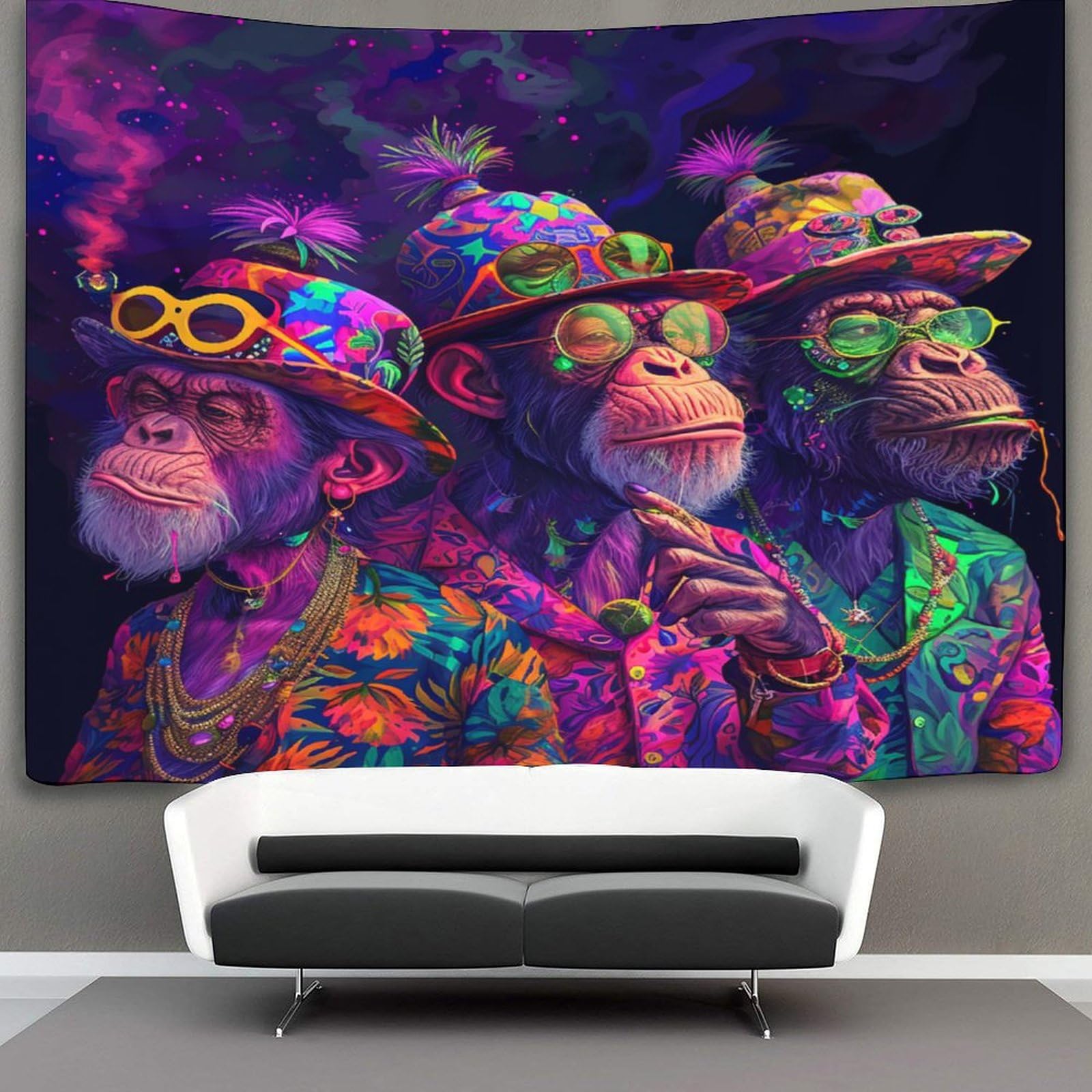 kaiyun Monkey Tapestry Animal Tapestries 3D Wall Hanging Home Decorations for Room 100cmx150cm
