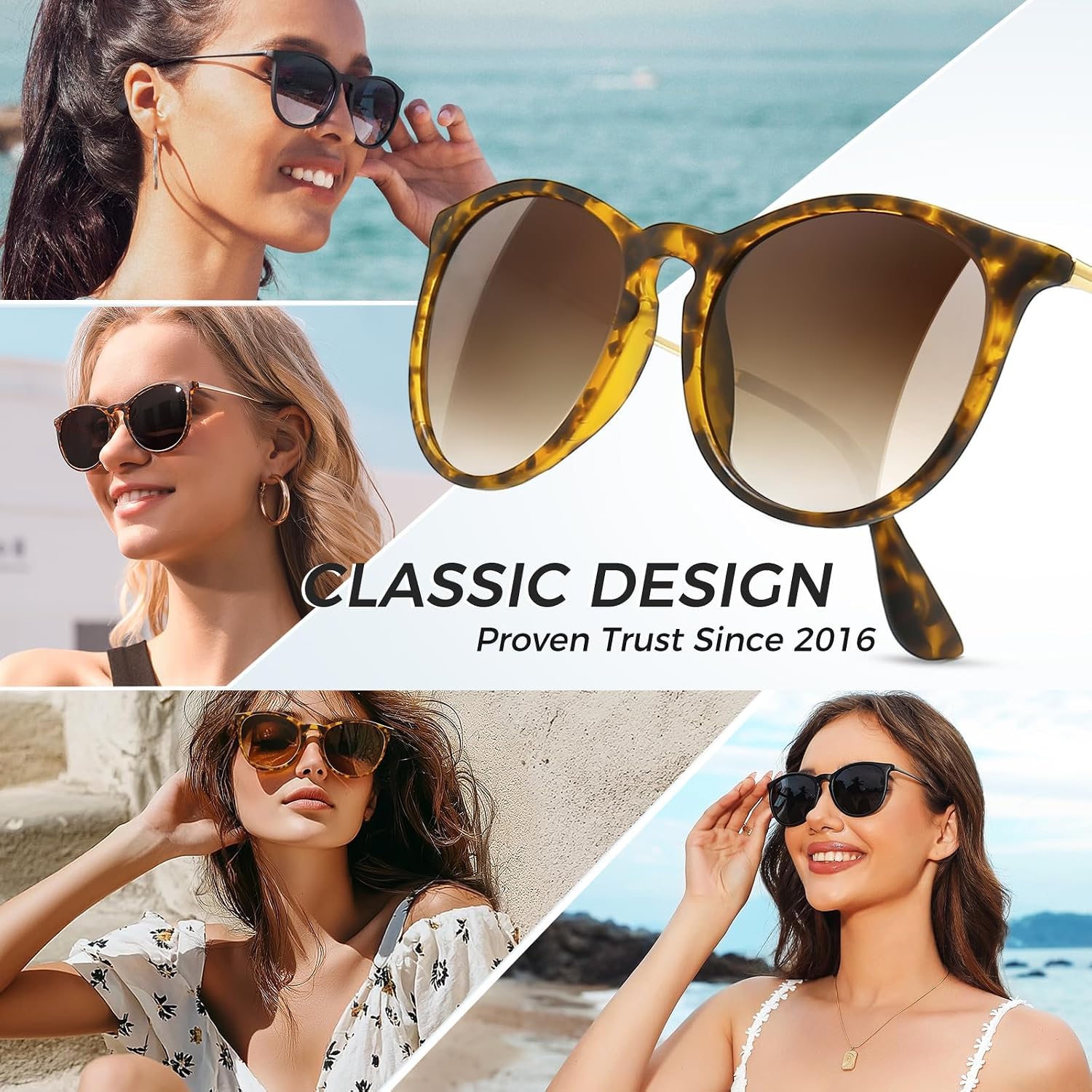 SUNGAIT Premium Vintage Round Sunglasses for Women Men Classic Retro Trendy Style thumbnail
