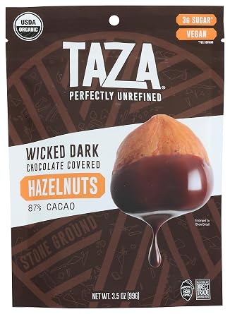 Taza Chocolates, Wicked Dark Chocolate Covered Hazelnuts, 3.5 Ounce