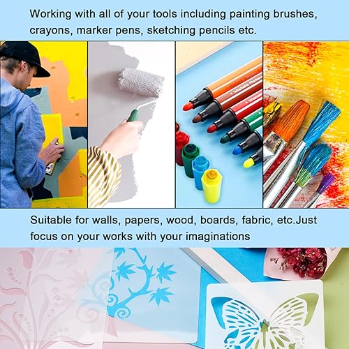 Miniatura 7 de Mega Pet 24 plantillas de pared de mariposas y flores, patrones de jardín, plantillas de dibujo, plantillas de pintura, plantillas de arte para