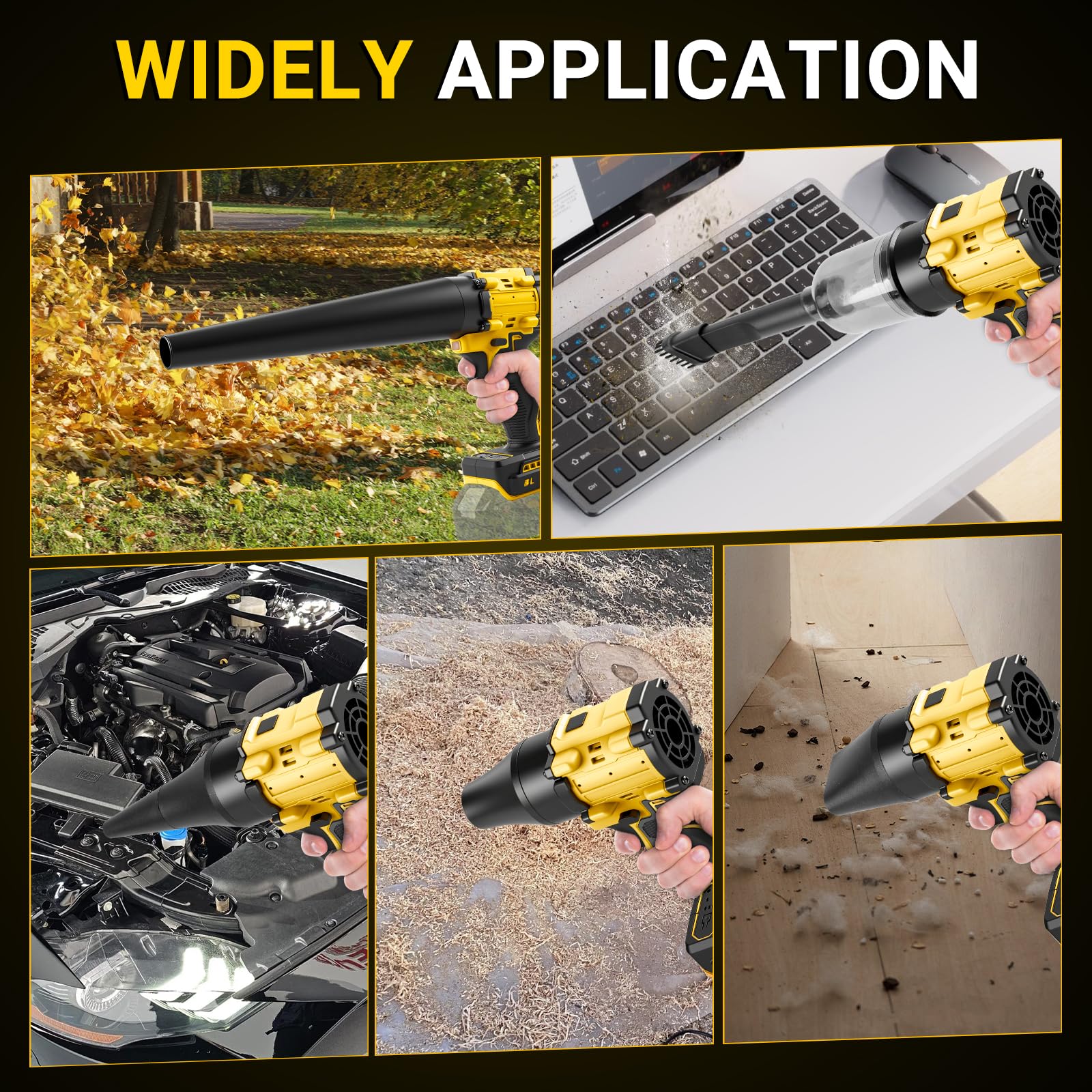 Souffleur sans fil et aspirateur à main 2 en 1 compatible avec Dewalt 20V batterie (Aucune pile), 150W Dépoussiéreur à air comprimé sans balais, Aspirateur portable avec 5 buses pour voiture, maison