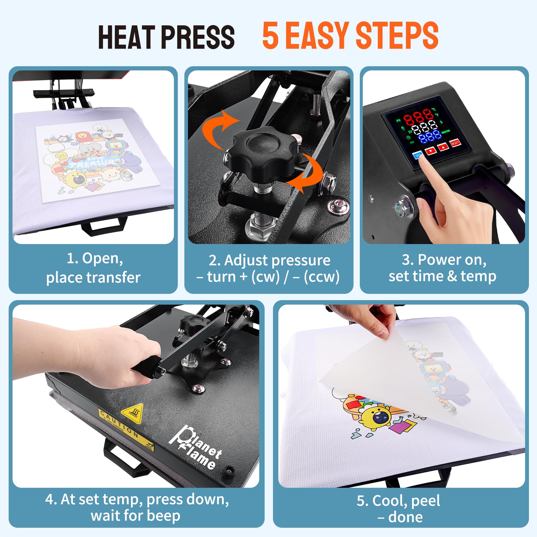 Presse à chaud 1600W Pour T-Shirts,Machine Impression Textile 38x38cm avec Affichage LED, DIY Presse de Transfert Chauffage Rapide Sublimation Pour Vêtements,Sacs