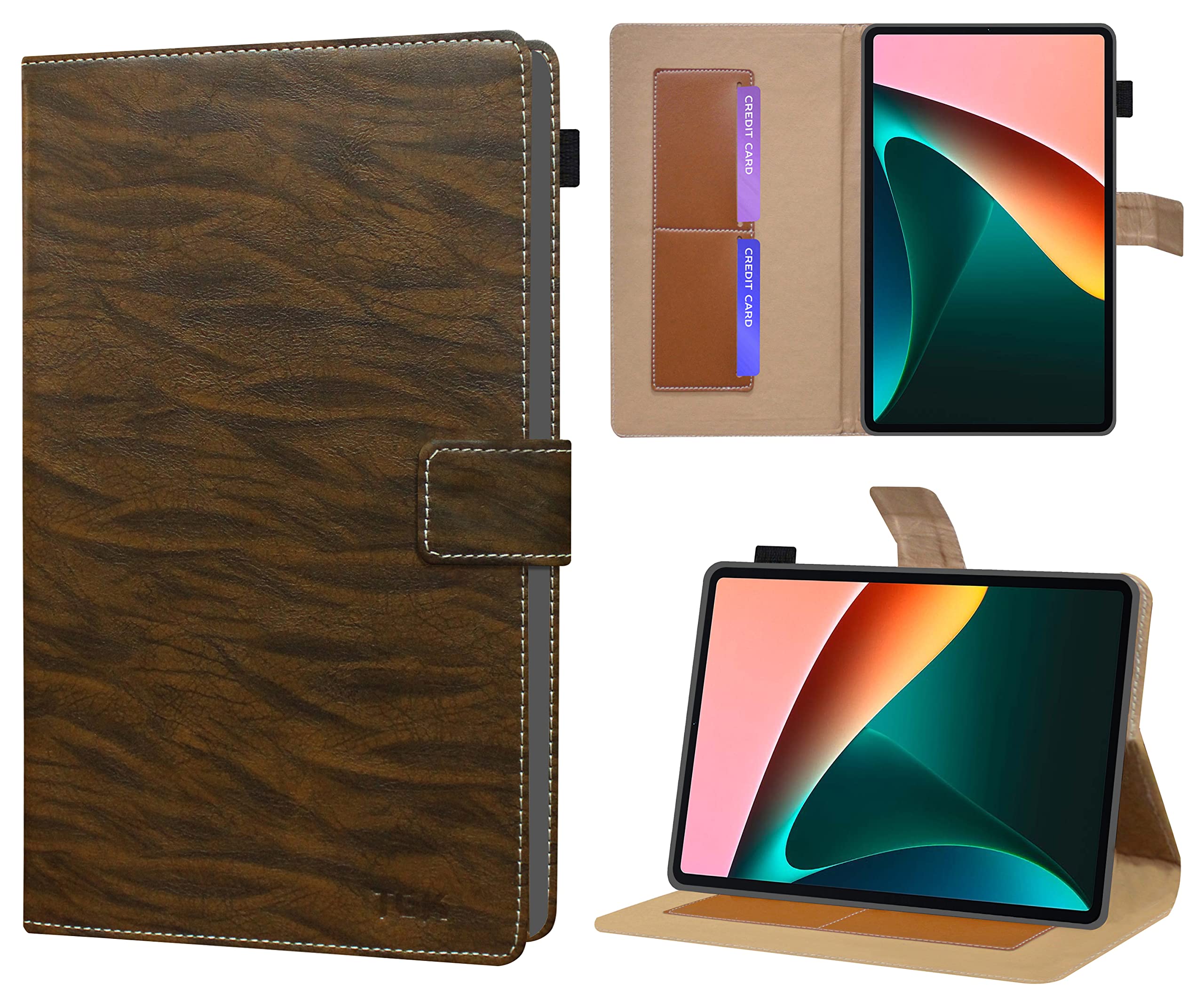 TGK Pattern Multi Protective Leather Case with Viewing Stand and Card Slots Flip Cover for Xiaomi Pad 5 11.0 inch with Pen Strap (Dark Brown) (B0B24MDGCK) Amazon Price History, Amazon Price Tracker