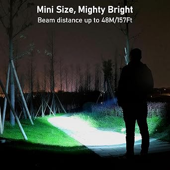 Blukar EDC Rechargeable Flashlight, 360L Mini Keychain Flash Light with 3 Lighting Modes, Memory Function,Waterproof,Compact and Portable Pocket Light for Everyday Carry,Emergency,Camping,Outdoor-Blue