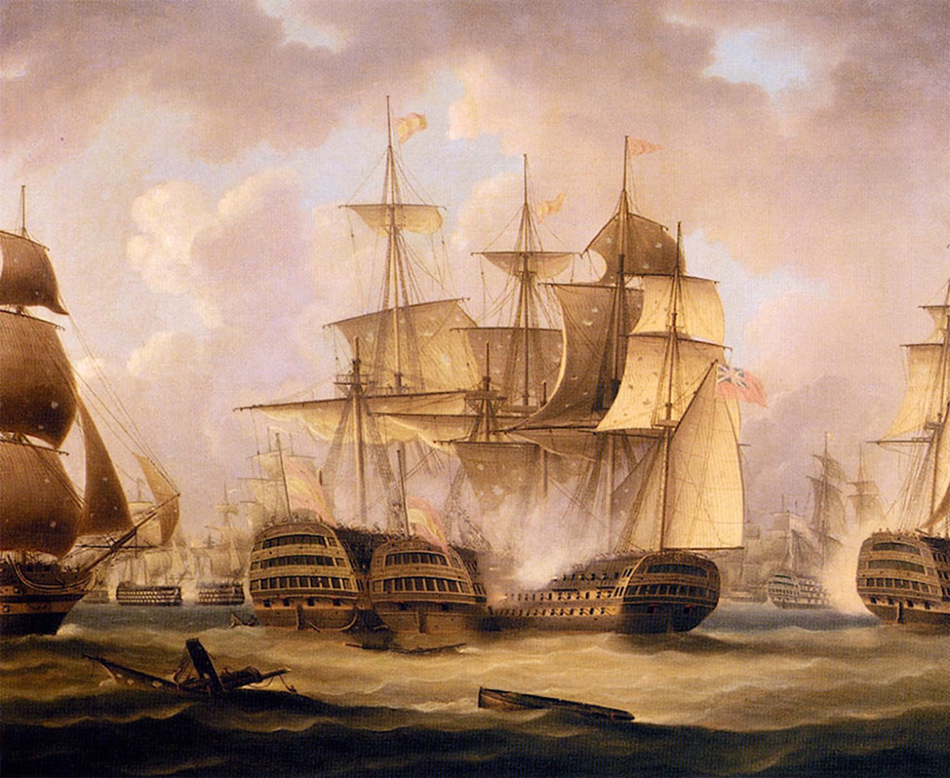 SERENDIPITP Abstract Painting Mural Print Picture Wall Decor Painting The Battle of Cape St. Vincent February The San Nicolas And The San Josef Buttersworth Vintage Wall Artwork for Home Decor 60x90cm