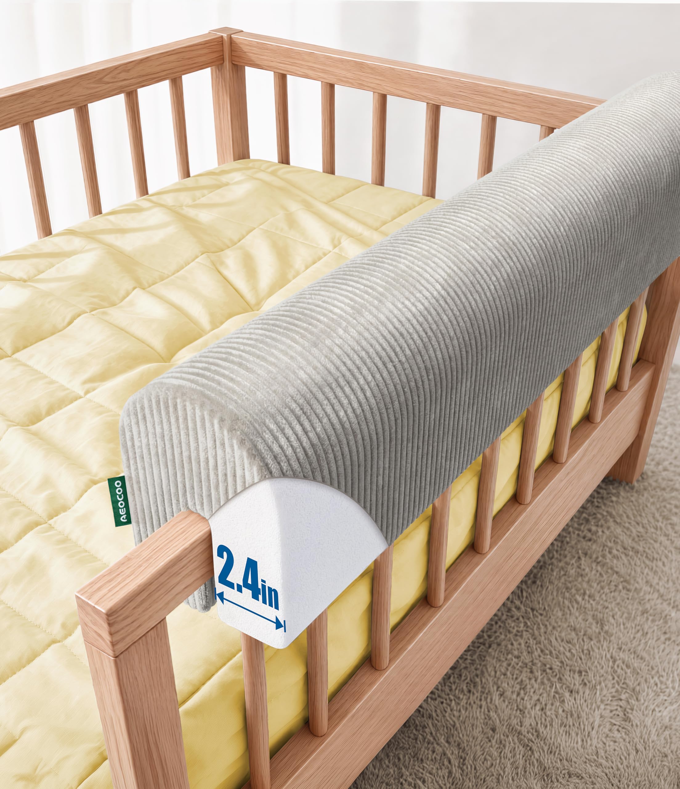 AEOCOO Bed Rail Bumper for Toddlers, Padded Bumper Pad 20cm High, Pink 90cm – Fits Over Bunk, Mid-Sleeper, Floor & Toddler Bed Rails – Stops Head Bumps & Falls – No-Slip Ties, Washable Cover
