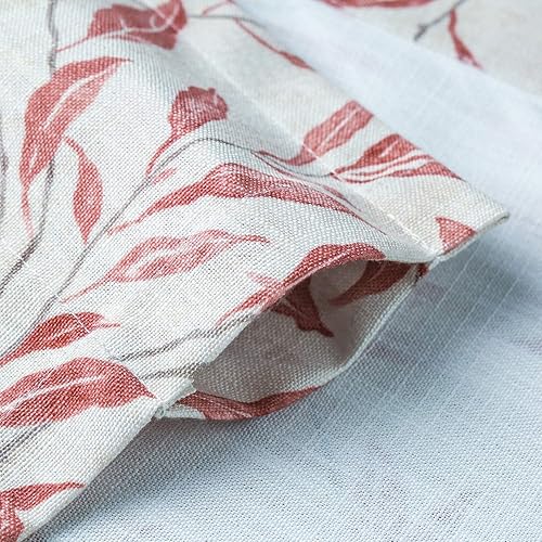 Miniatura 5 de VOGOL Cenefas de cocina Meticulous estilo de pintura con patrón de hojas de sauce, bolsillo superior para cortinero, cenefa de cortina para sala de