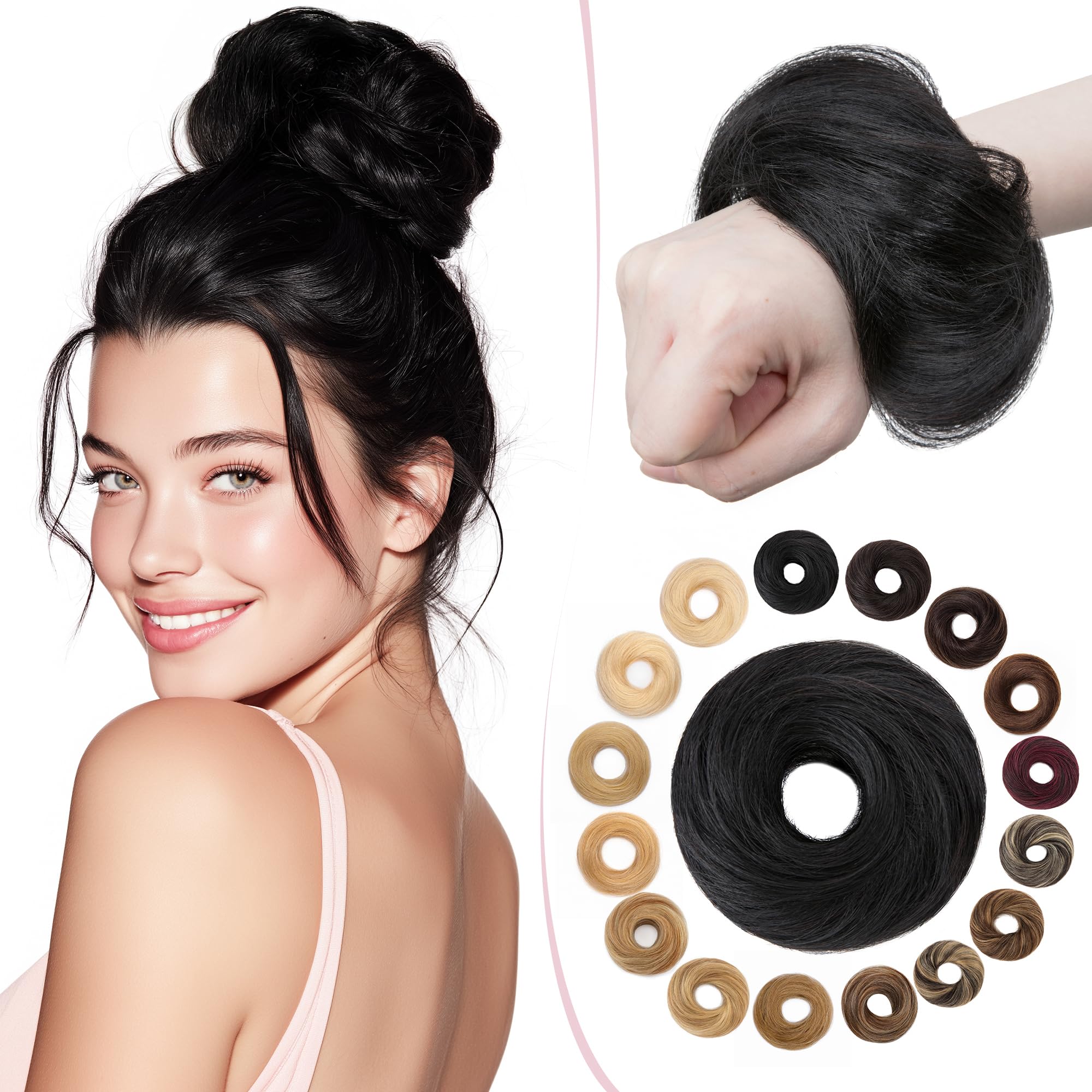 SEGO Pro Haarteil Mit Gummiband Echthaar Dutt Haarteil Echthaar Haargummi Mit Haaren Glatt Hair Messy Bun Hochsteckfrisuren Haarverlängerung für Damen Mädchen