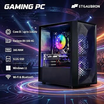 STGAubron Gaming PC Desktop,Core I5,RX 550,16G RAM,512G SSD