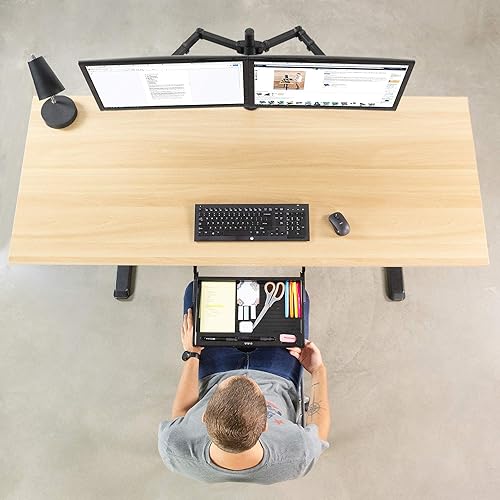 Miniatura 5 de VIVO DESK-AC04D - Cajón para lápices de 17 pulgadas para debajo del escritorio, bandeja organizadora de almacenamiento para oficina en casa, color