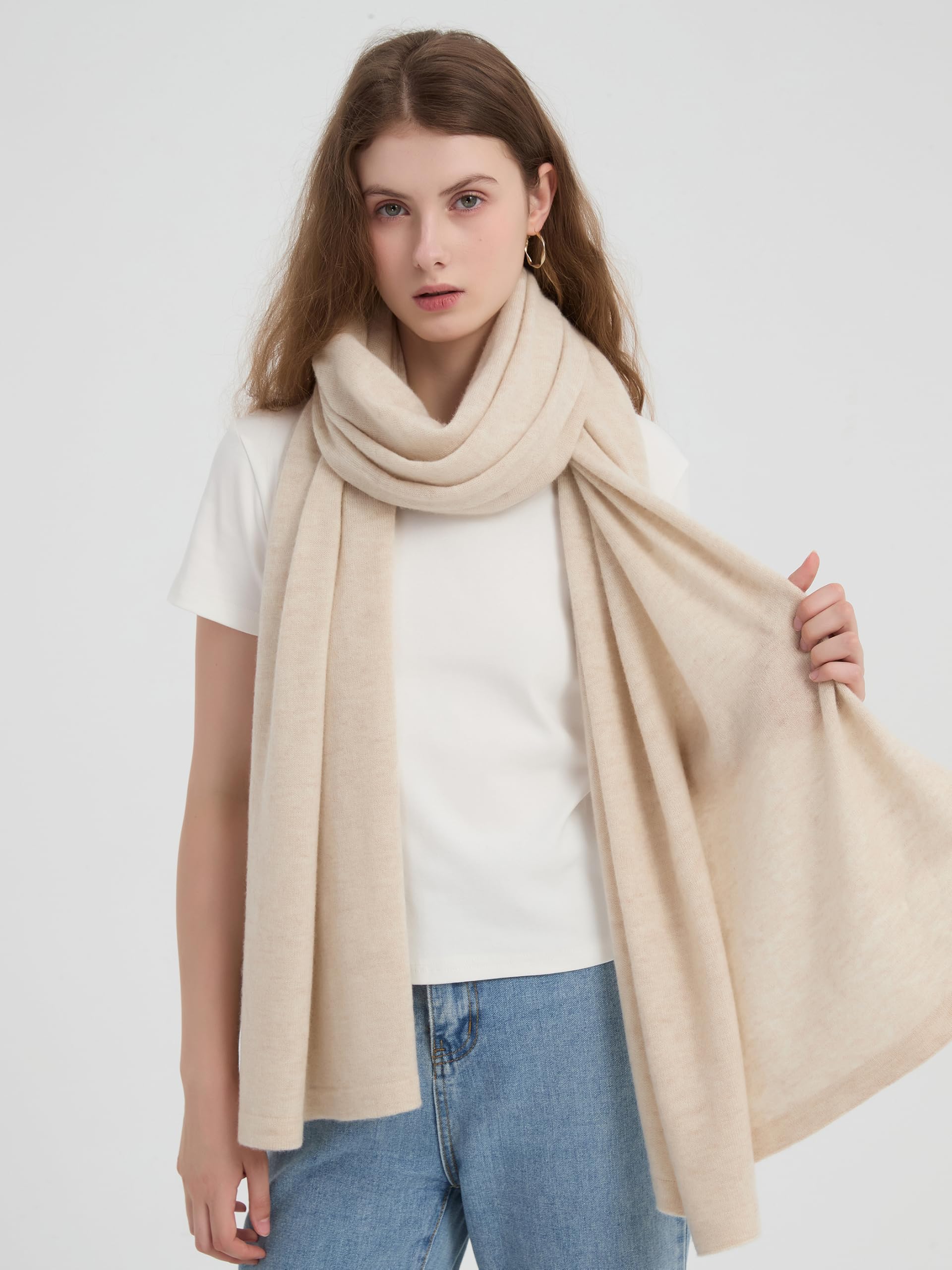 ACUSHLA Sciarpa da sera in misto lana merino, pashmina, da donna | Scialle caldo e leggero, pieghevole compatto per bagagli, ottima ritenzione del calore, accessorio da viaggio per volo