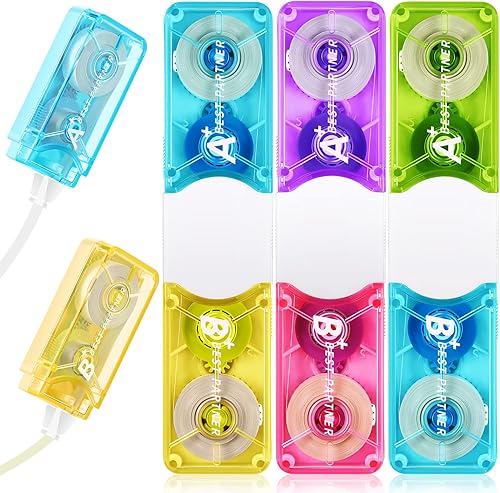 Cinta correctora de 8 piezas, color blanco y amarillo crema, cinta correctiva de borrador de 40 pies para la escuela, trabajadores de oficina, toma
