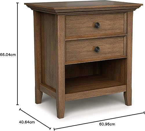 Miniatura 105 de SIMPLIHOME Amherst Mesita de noche tradicional de madera maciza de 24 pulgadas de ancho, color gris niebla, para sala de estar y dormitorio Gris