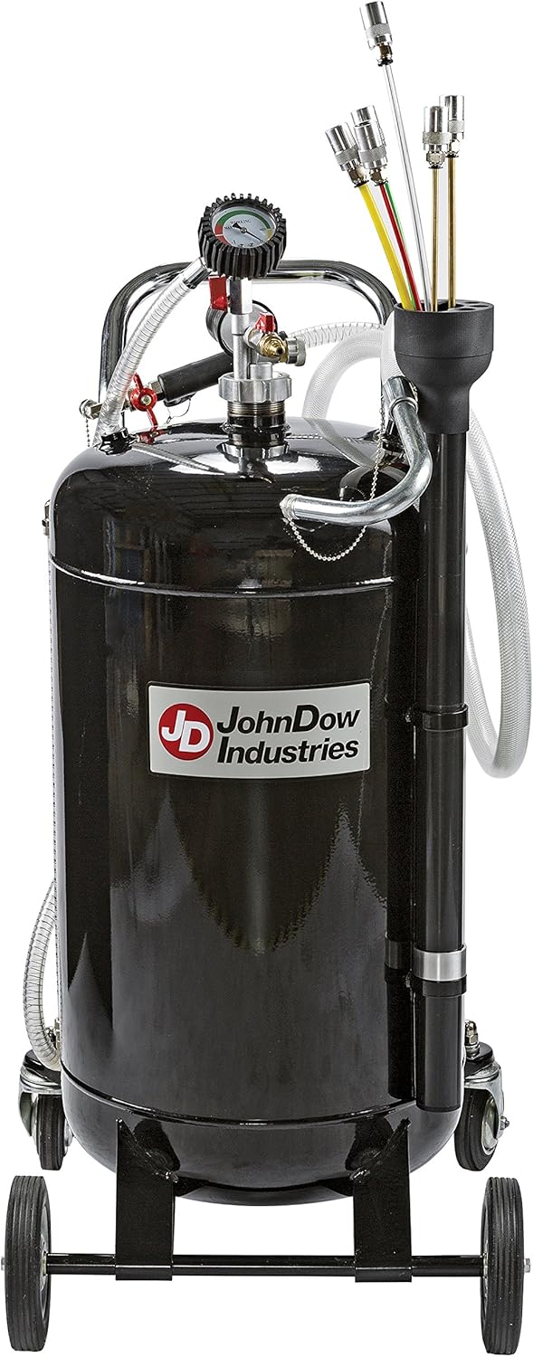 JohnDow Industries JDI-20EV 20-Gallon Fluid Evacuator with Venturi Vacuum System, Vacuum Gauge, 7 Foot Suction Hose, Self Evacuating, Probes & Adapters, Convenient Storage Tube, and Portable Operation