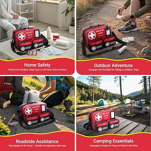 Miniatura 7 de Kit de primeros auxilios grande de 520 piezas, kit de supervivencia de emergencia para automóvil, hogar, campamento y viajes, kit médico compacto