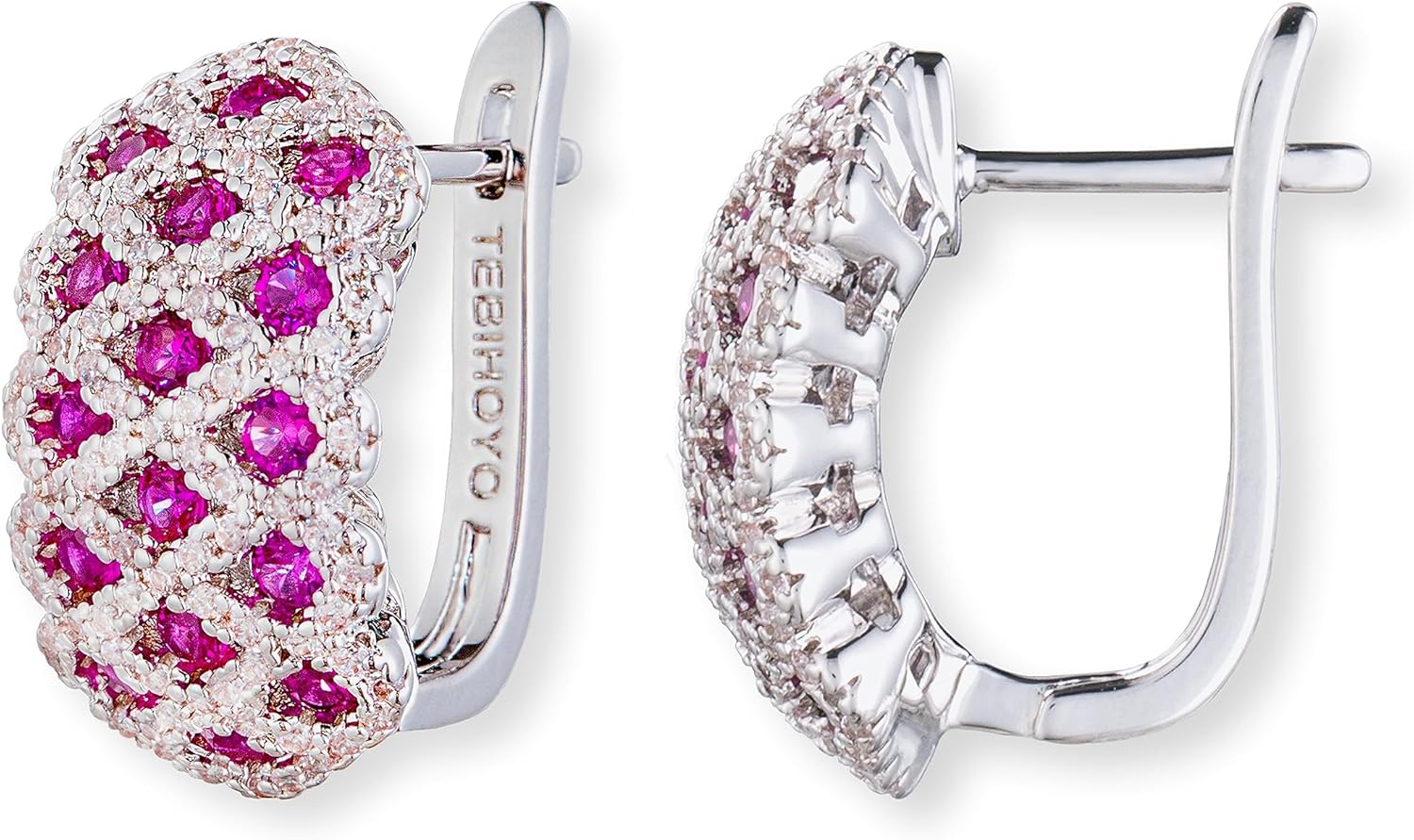 Unique Cute Hypoallergenic Gold Plated Hoops Earrings Studs for Women Small Cubic Zirconia Created Sapphire Ruby Diamond Huggie Jewelry Art