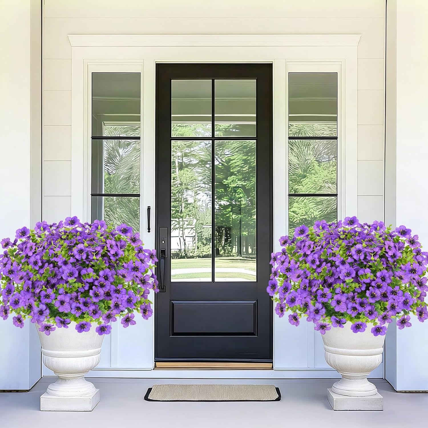 Elyum Artificial Flowers for Outdoors, 18 Bundles Artificial Plants & Flowers Outdoor, UV Resistant Faux Flowers Outdoor Fake Flowers for Outside Porch Window Box Decoration(Purple)