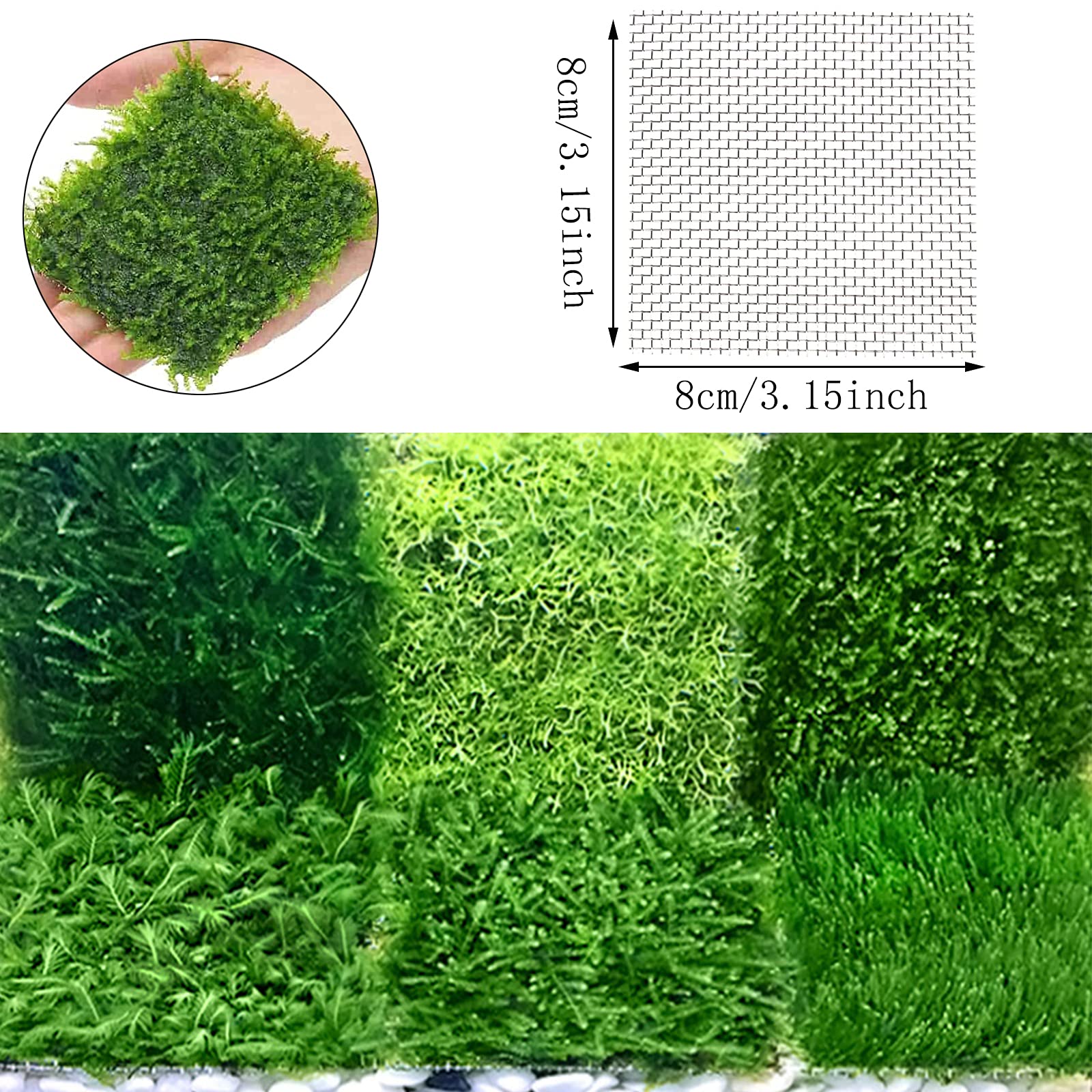 14 Pièces Mousse Plante Aquatique Décoration - 8 X 8 CM Accessoire Grillage Fin en Acier Inoxyable - Maille Fine Pour Aquarium