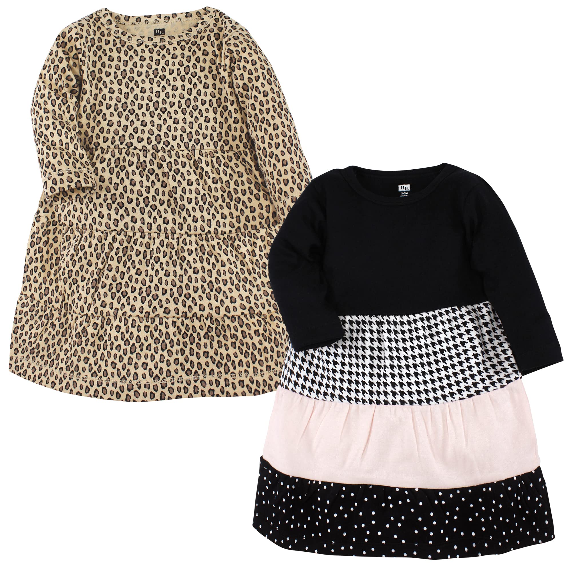 Hudson Baby Infant and Toddler Girl Cotton Dresses, Houndstooth Lt Pink, 5 Toddler
