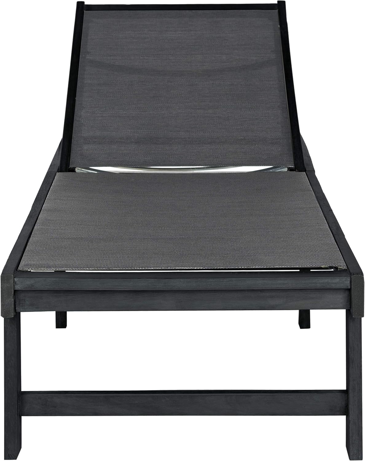 SAFAVIEH Outdoor Collection Manteca Dark Slate Grey Solid Wood/Dark Grey Texline Fabric Adjustable Chaise Lounge Chair (PAT6708K)