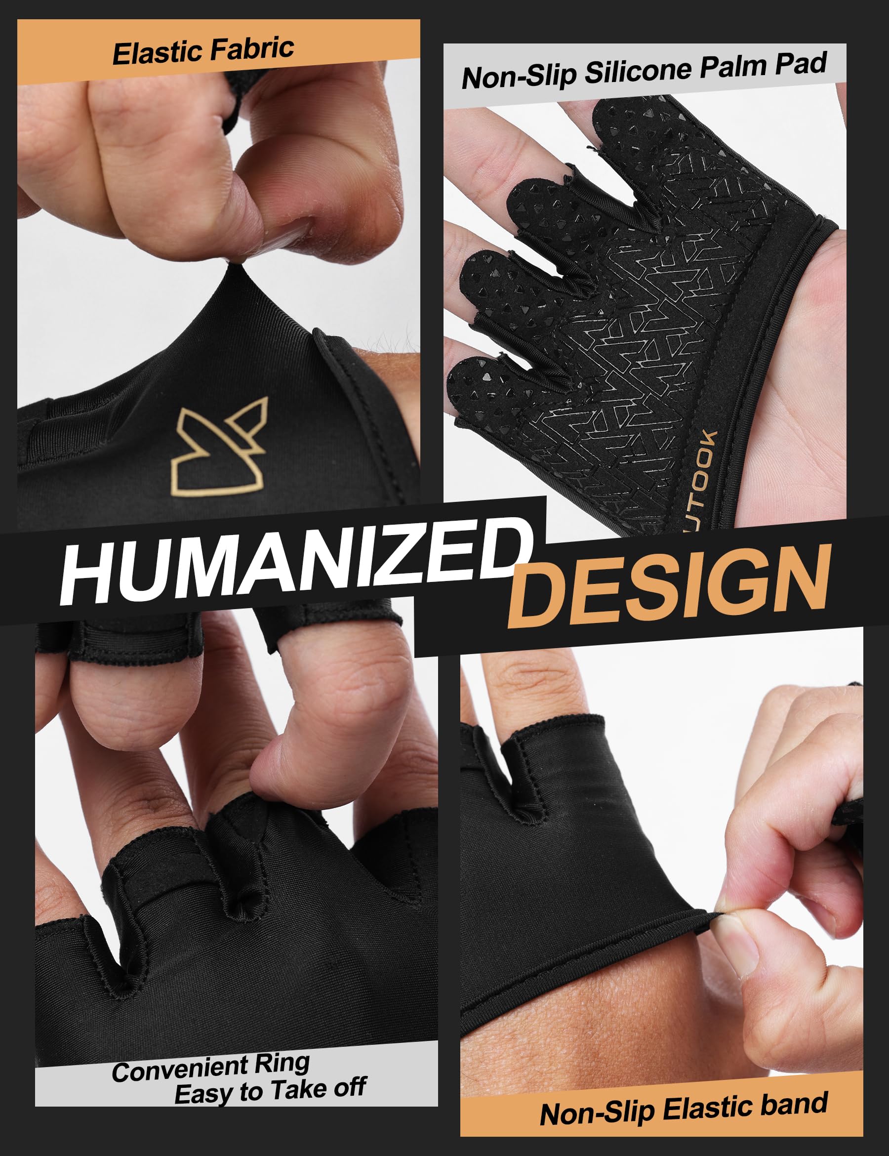 KUTOOK Gym Gloves Men Women Non-slip Breathable Fitness Gloves for Artistic Gymnastics Dumbbells Bodybuilding and Weight Lifting Unisex,Black XS - Image 4