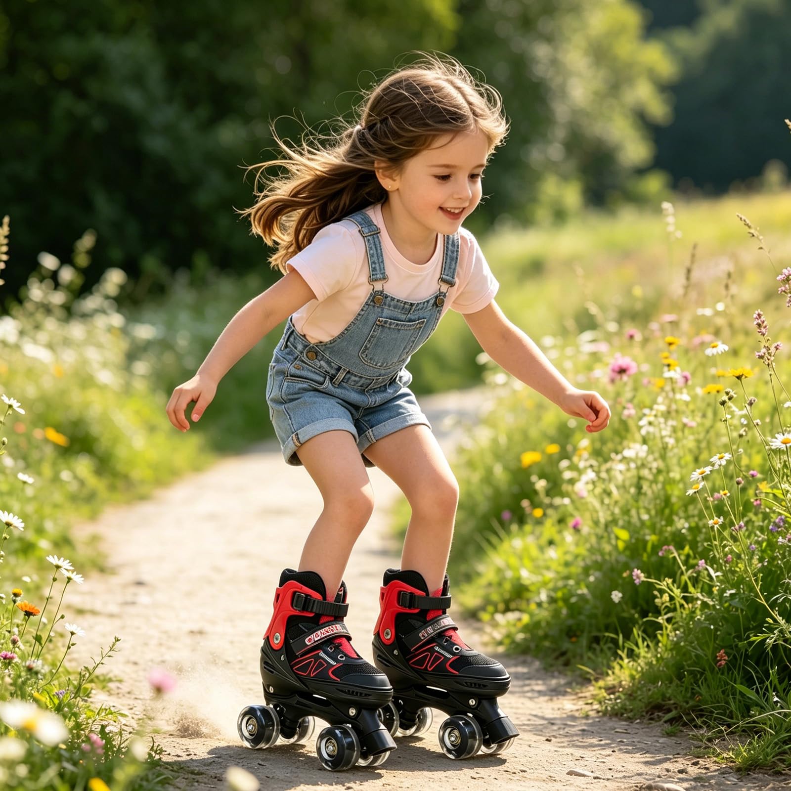 Patines de ruedas ajustables para niños y niñas, con 4 ruedas luminosas, para principiantes, regalo de Navidad de cumpleaños