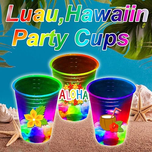 Miniatura 7 de 40 piezas de decoraciones de fiesta Luau, copas Luau brillantes, copas tropicales, decoraciones de cumpleaños para fiesta de Luau, suministros de