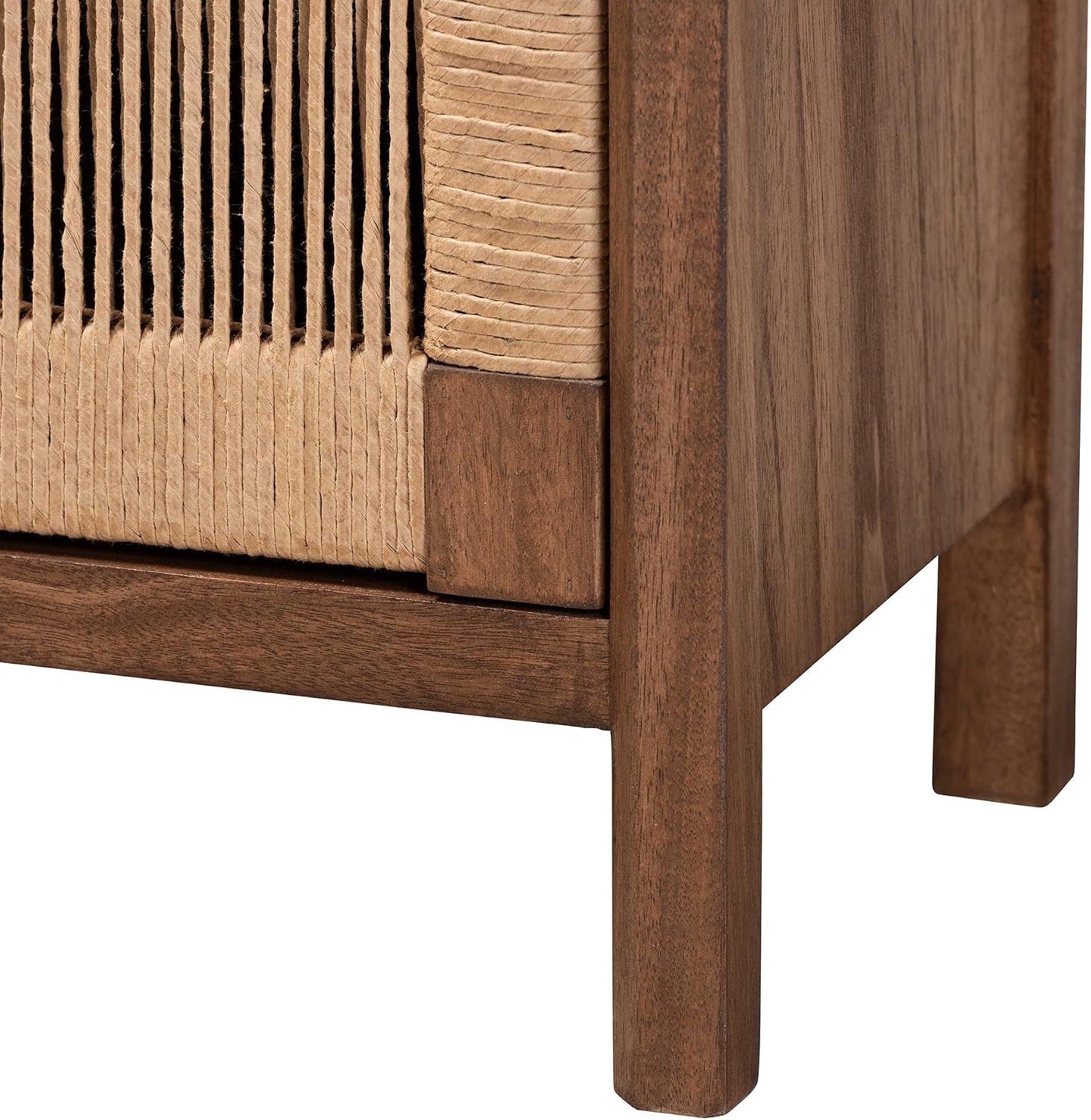 bali & pari Holitz Nightstand with Rope Webbing, One Size, Walnut Brown