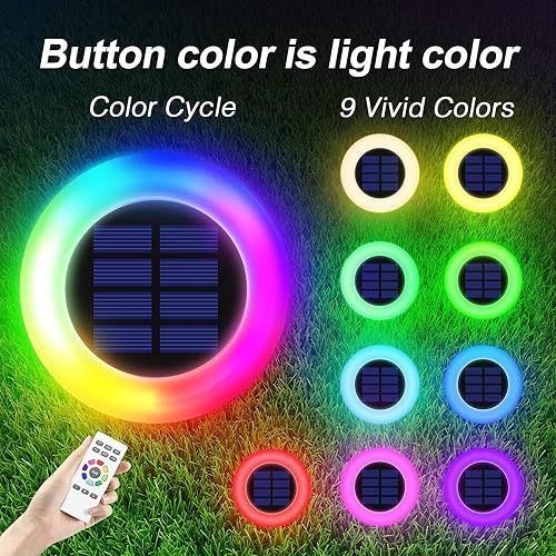 Miniatura 4 de intelamp Luces solares coloridas para exteriores, luces solares que cambian de color al aire libre con control remoto, luces solares de jardín que