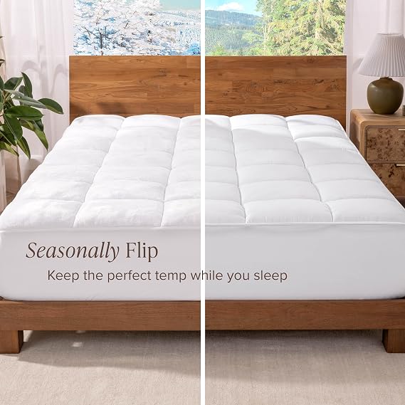 Bare Home Twin Microplush Mattress Topper - Pillow Top Reversible - Soft Mattress Cover - Dual Sided All-Season - 8 to 24 Deep Pocket - Fitted Cover - Dorm Essentials - Plush Mattress Pad (Twin)