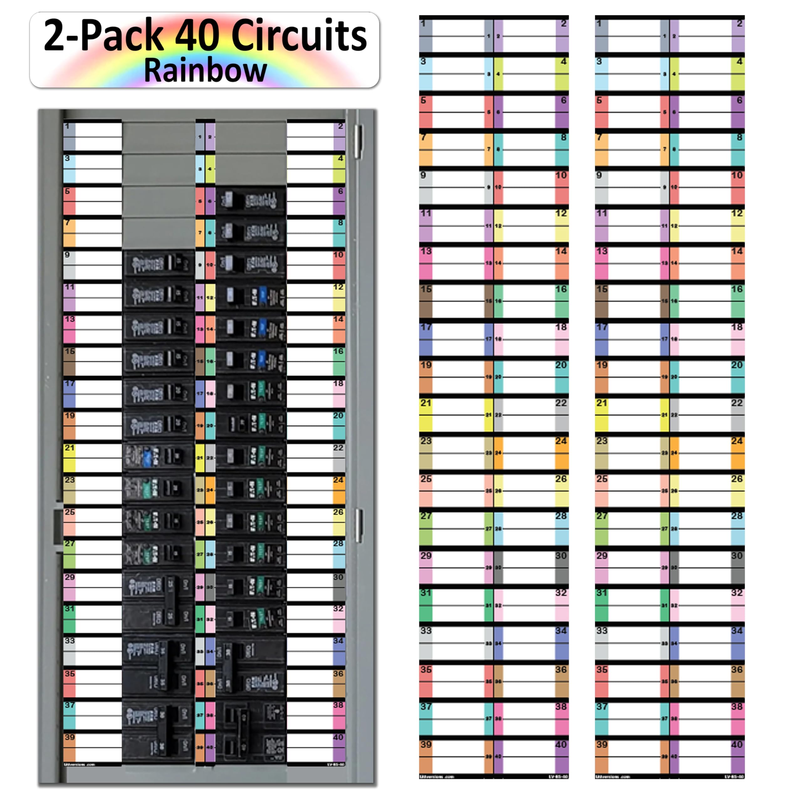 2 Pack 1" Standard Breaker Side 40 Circuits Vinyl Fuse Box Circuit Breaker Panel Directory Labels Stickers Decals for All Electrical Panel/Load Centers Waterproof — Amazon image 13