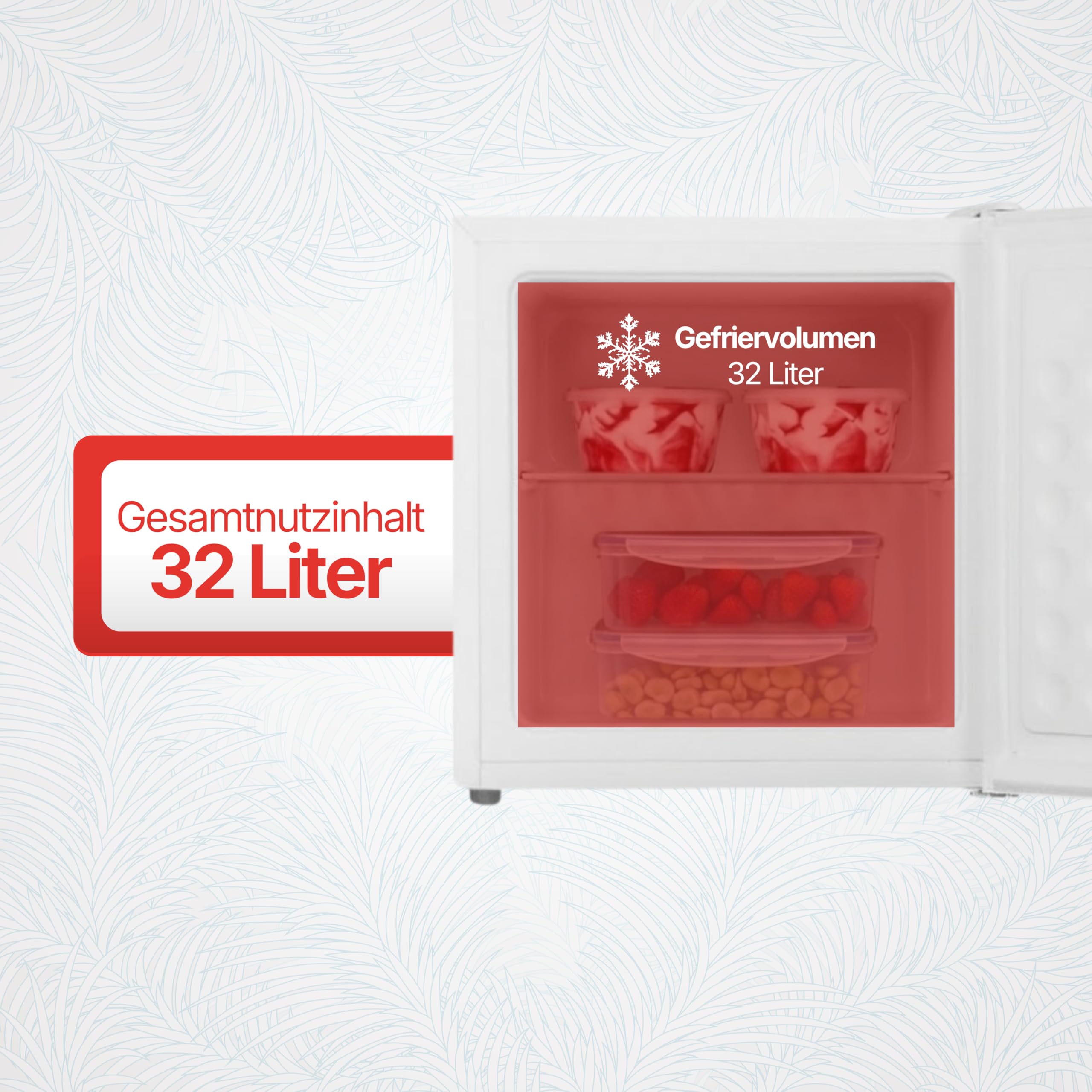 Amica Gefrierbox freistehend 32 l manuelle Abtauung Gefrierfach‑Ablage Eiswürfelbehälter 50 x 48 x 44,5 cm – Gefrierschrank Freistehend Weiß