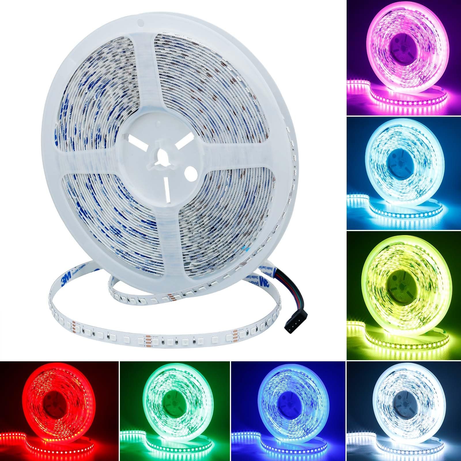 GOMING 10M 24V RGB Striscia LED 120W Flessibile Alta Densità 1200 LEDs Alta Luminosità Non Impermeabile IP20 Nastri LED per Decorazione Interna(RGB Controller e Alimentatore Non Inclusi)