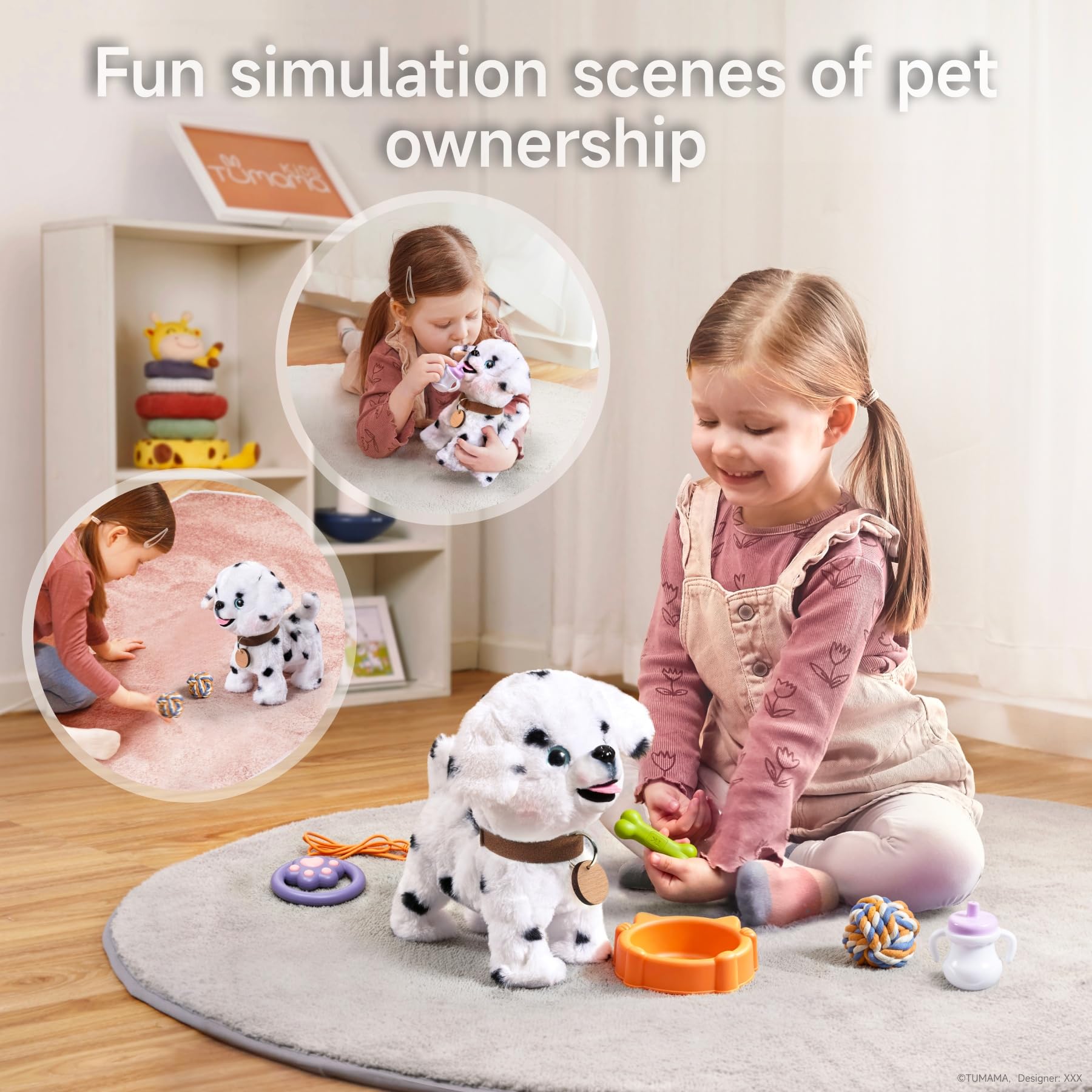 OR OR TU Chien Jouet Enfant Peluche Chien Interactifs, Jouet Chien Qui Marche et aboie en Laisse, Chien Robot Animaux Interactifs Jouet pour Enfants 3 4 5 6+ Ans Filles Garçons Cadeau