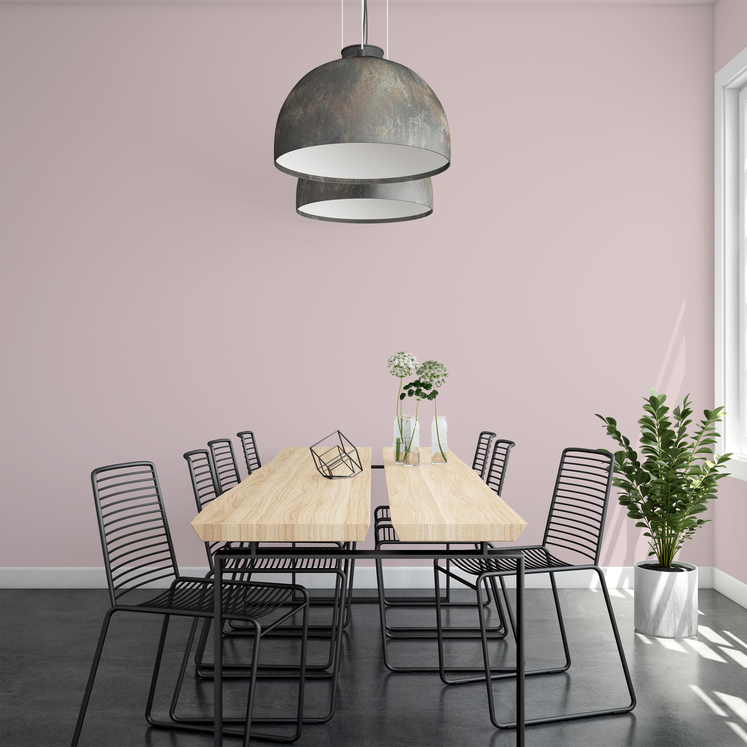 Vernice al lattice Lavabile 2L (circa 14m2) Polvere di Rosa Chiaro Tonalità Colore per Interni Pittura per Pareti Pittura per Soffitto Classe 2 Colore Opaco Per Allergici Resistente alla