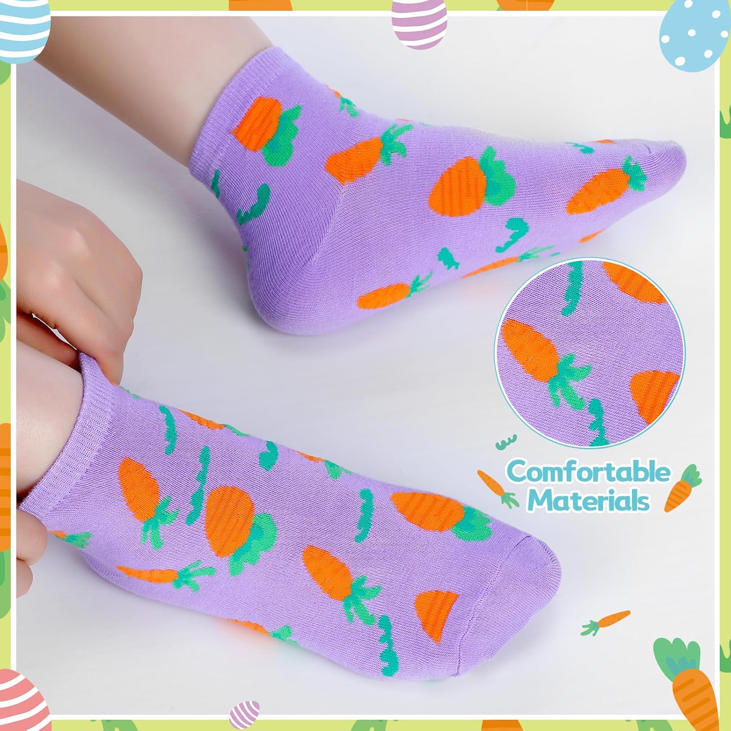 12 Pairs Easter Socks for Women Novelty Funny Ankle Socks Easter Egg Bunny Carrot Egg Chick Pattern Spring Festive Gift for Womens Teen Girls - Image 5
