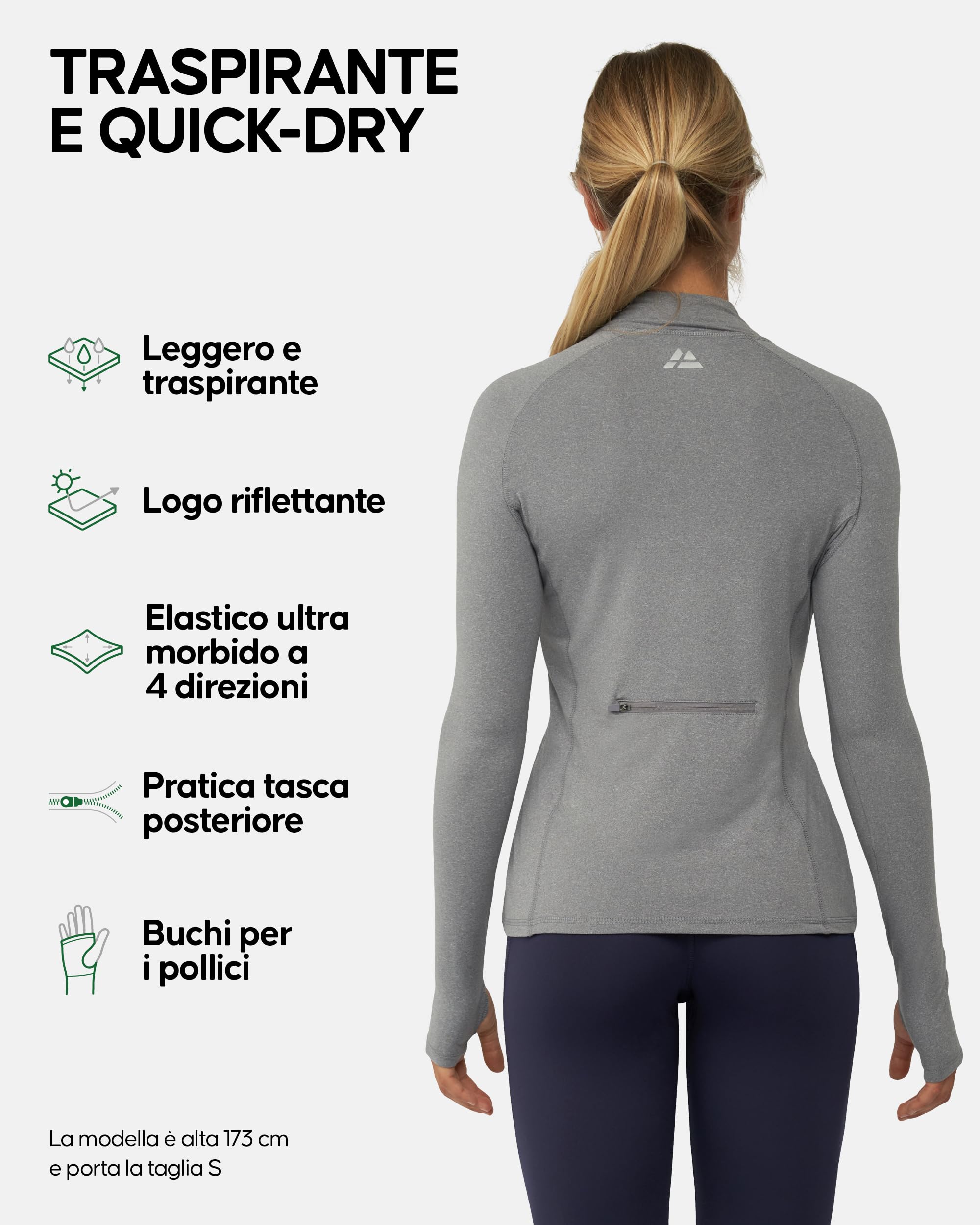 DANISH ENDURANCE Maglietta Sportiva a Manica Lunga, Ideale per Running e Outdoor, con Zip e Dettagli Riflettenti, da Donna