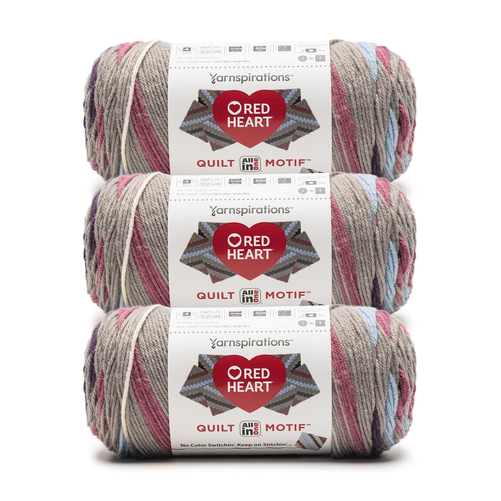 Fil pour courtepointe Red Heart créez un plaid de salon en tricot avec ce lot de 3 pelotes