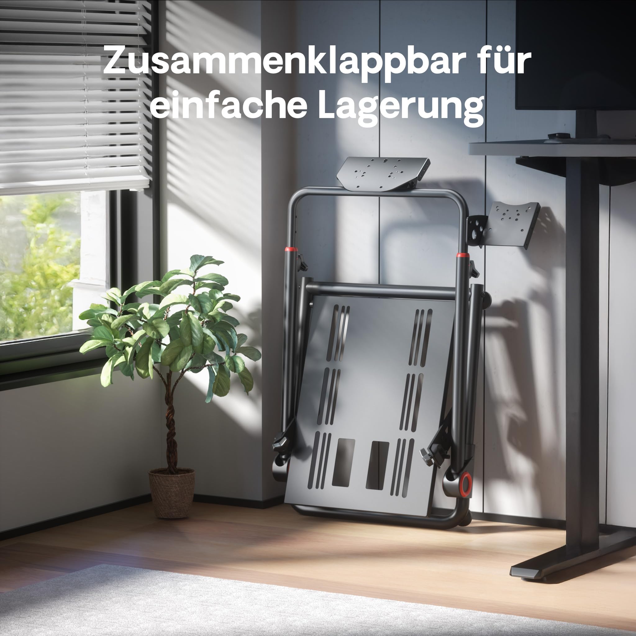 Wiltec Lenkradständer klappbar 68 x 82 x 83 cm, Lenkrad Halterung für Sim Racing, Lenkrad Ständer mit Befestigungspunkte für Lenkrad, Schalthebel und Pedale