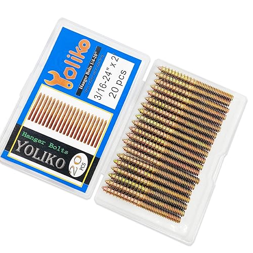 Miniatura 139 de Paquete de 8 pernos de suspensión de 5/16-18 x 4 pulgadas, pernos de doble cabeza de 5/16-18 pulgadas, tornillos de clavija de madera 5/16