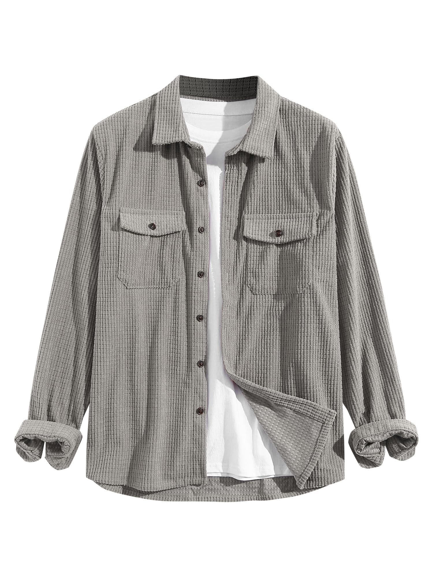 ZAFUL Unisex Plaid Flannel Shirt Jacket Button Down Long Sleeve Pocket Coat Outwear