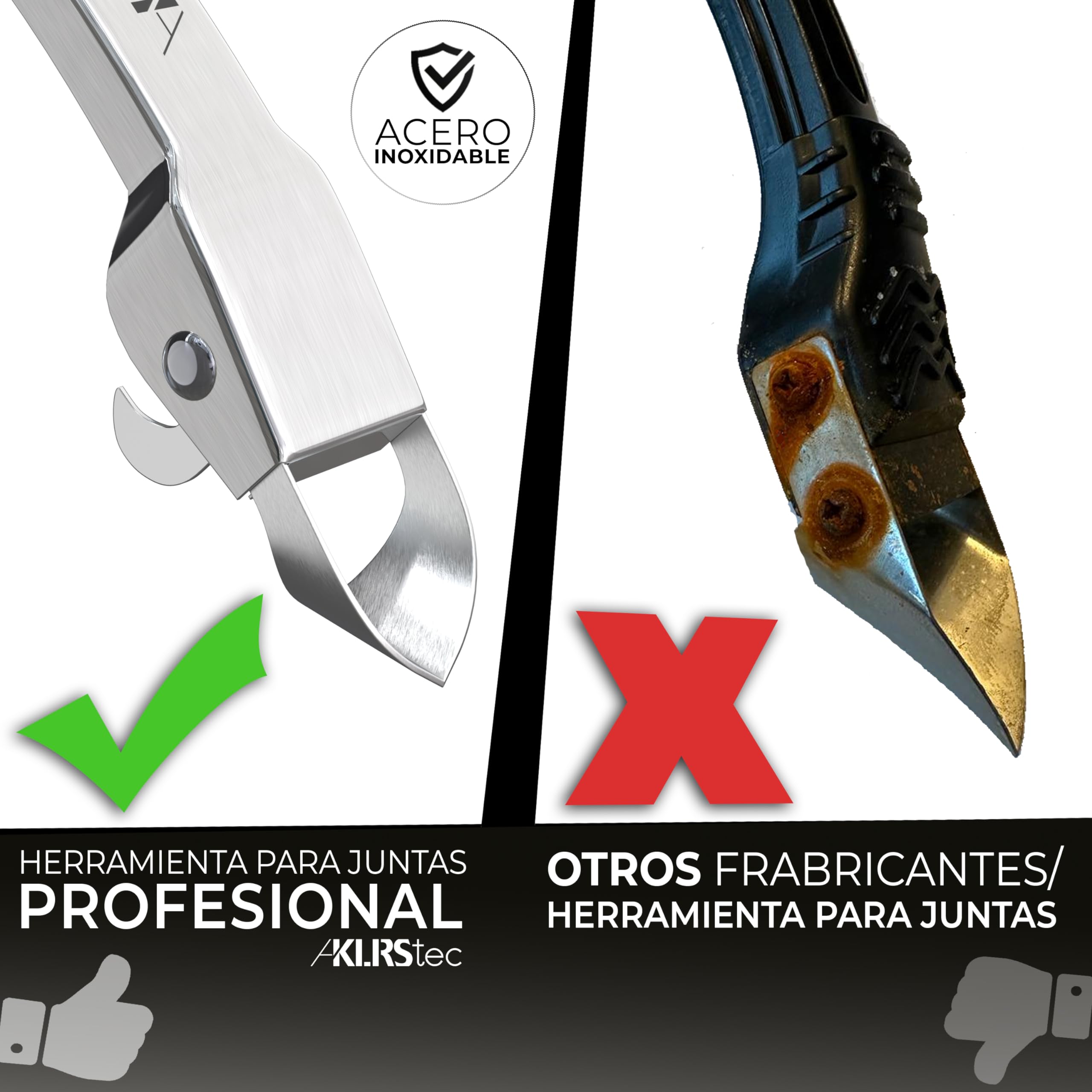 KLRStec Herramienta profesional removedor de juntas [100% acero inoxidable] Resistente multiherramienta rascadora 4 en 1 - Juego de herramientas para remover y renovar juntas de silicona