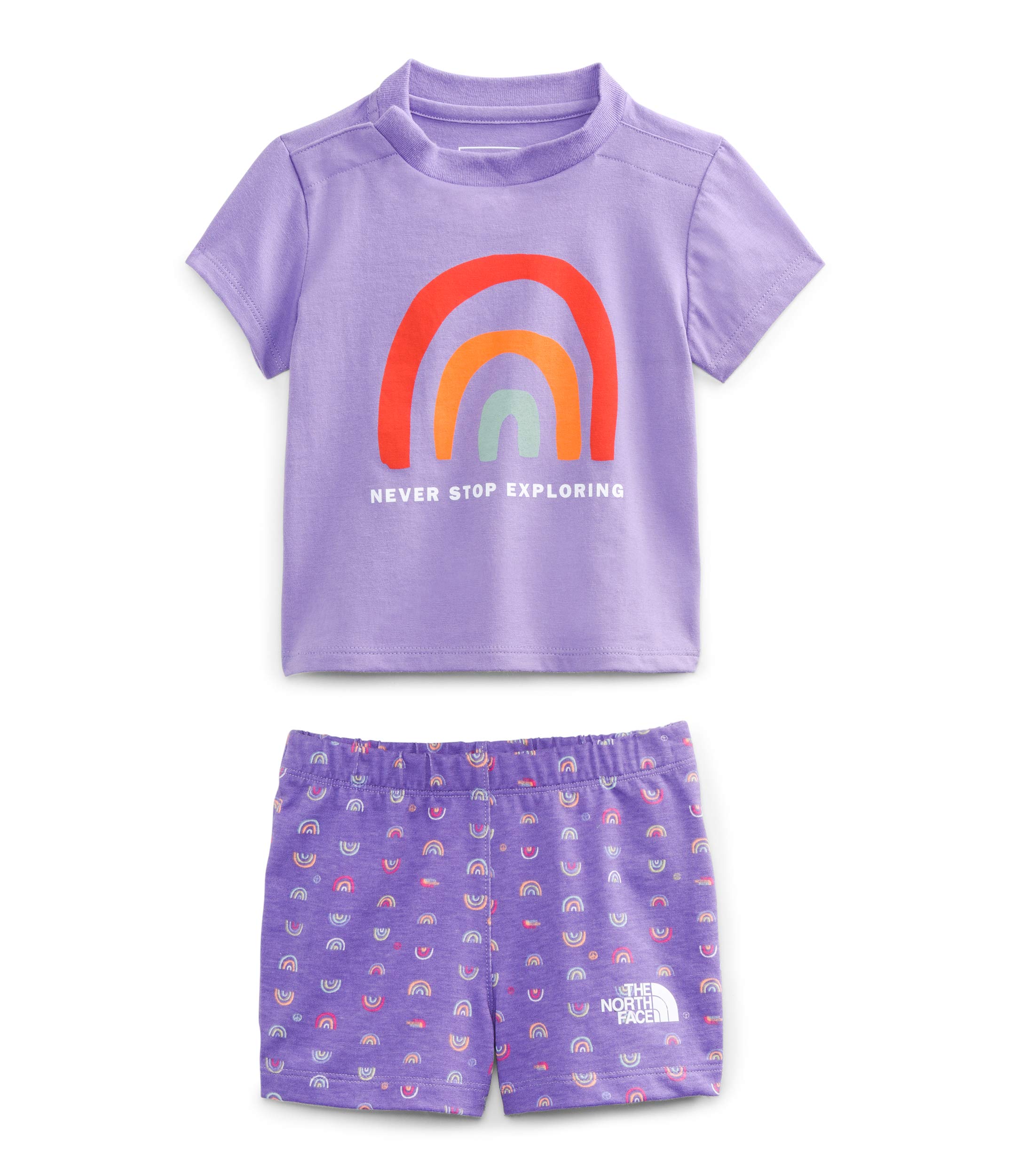 THE NORTH FACE Cotton Summer Set (Infant) Pop Purple Rainbows End Print 3-6 Months