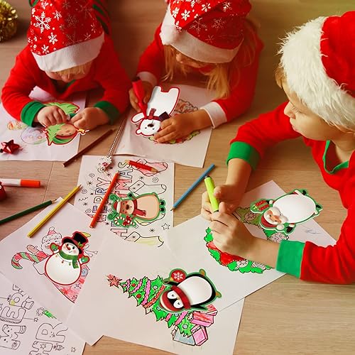 Miniatura 6 de Juego de 24 blocs de notas de Navidad, bloc de notas adhesivas de Navidad, bloc de notas de vacaciones de invierno con muñeco de nieve, Papá Noel,