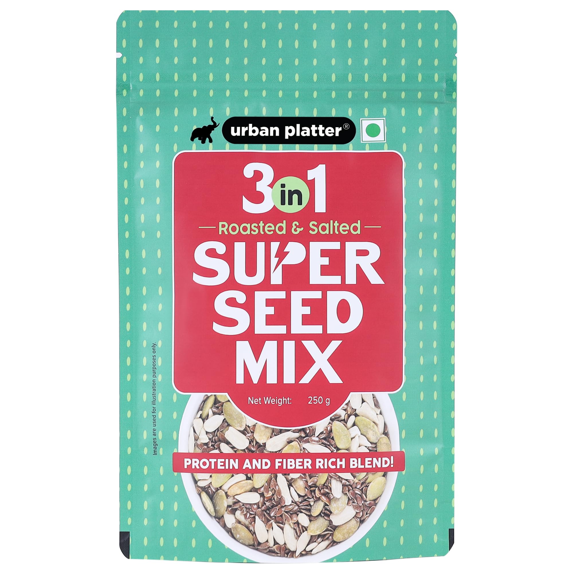 Urban Platter 3-in-1 Super Seed Mix, 250g (Roasted and Salted | Sunflower | Pumpkin | Flax Seed) (B01N0GIST8) Amazon Price History, Amazon Price Tracker